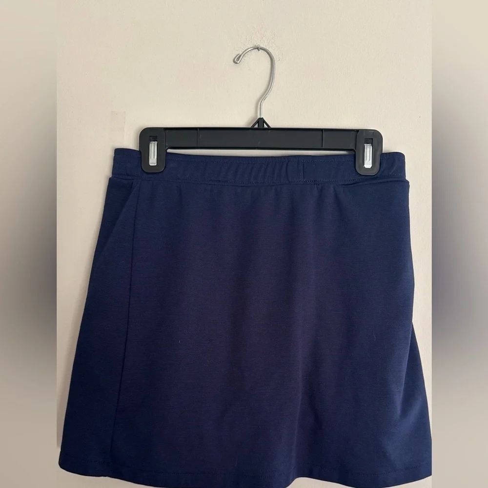 LL Bean Womens Stretch Jersey Mini Skirt Blue Classic Cotton Size S